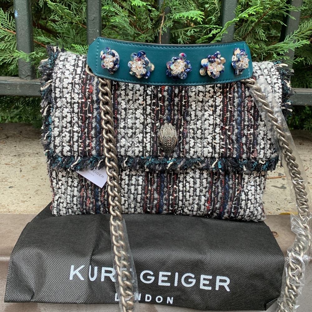 Authentic KURT GEIGER LONDON TWEED/leather Crosby - Picture 2 of 16